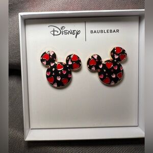 Disney BaubleBar Mickey Mouse Valentines Day Earrings Pink Black Red Charms